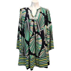 ❤️ 4/$20 Crown & Ivy shift dress Women's large Tropical Bell sleeves Boho Cute